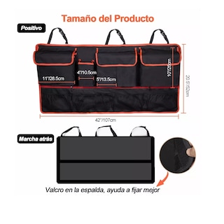 Foto 3 | Organizador Maletero Para Asiento Coche Bolsa Con Bolsillos Eo Safe Imports Esi-13822 Negro