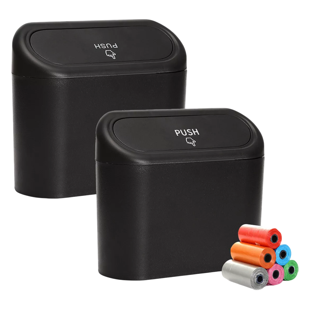 Bote de Basura Universal Portátil para Vehículo 2 Piezas Negro