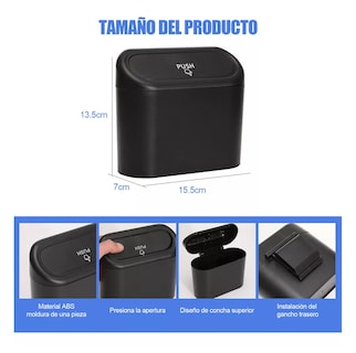 Foto 2 | Bote de Basura Universal Portátil para Vehículo 2 Piezas Negro
