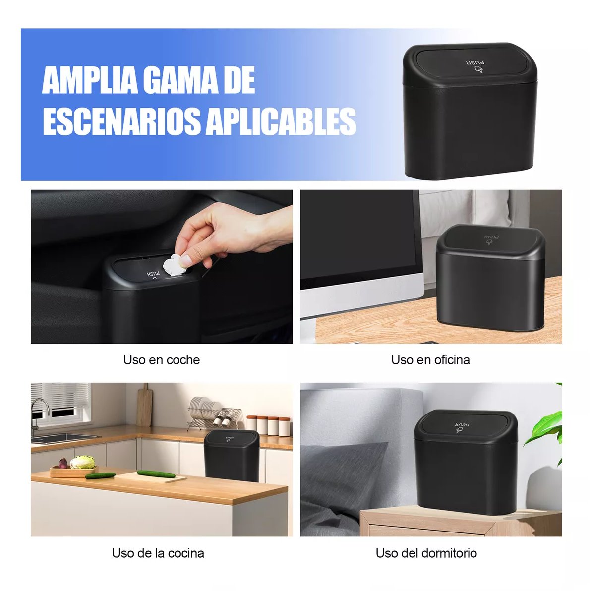Foto 5 | Bote de Basura Universal Portátil para Vehículo 2 Piezas Negro