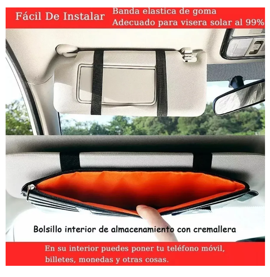 Foto 4 pulgar | Bolsa Organizadora De Cuero Para Visera De Coche Multiusos