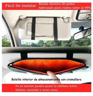 Foto 3 | Bolsa Organizadora De Cuero Para Visera De Coche Multiusos