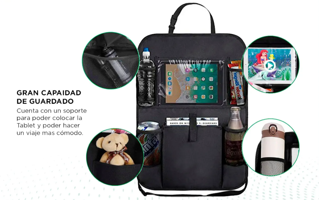 Foto 6 pulgar | Organizador Asiento Trasero Para Auto Tablet Celular Botella Color Negro