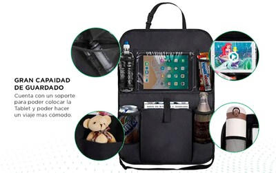 Foto 5 | Organizador Asiento Trasero Para Auto Tablet Celular Botella Color Negro