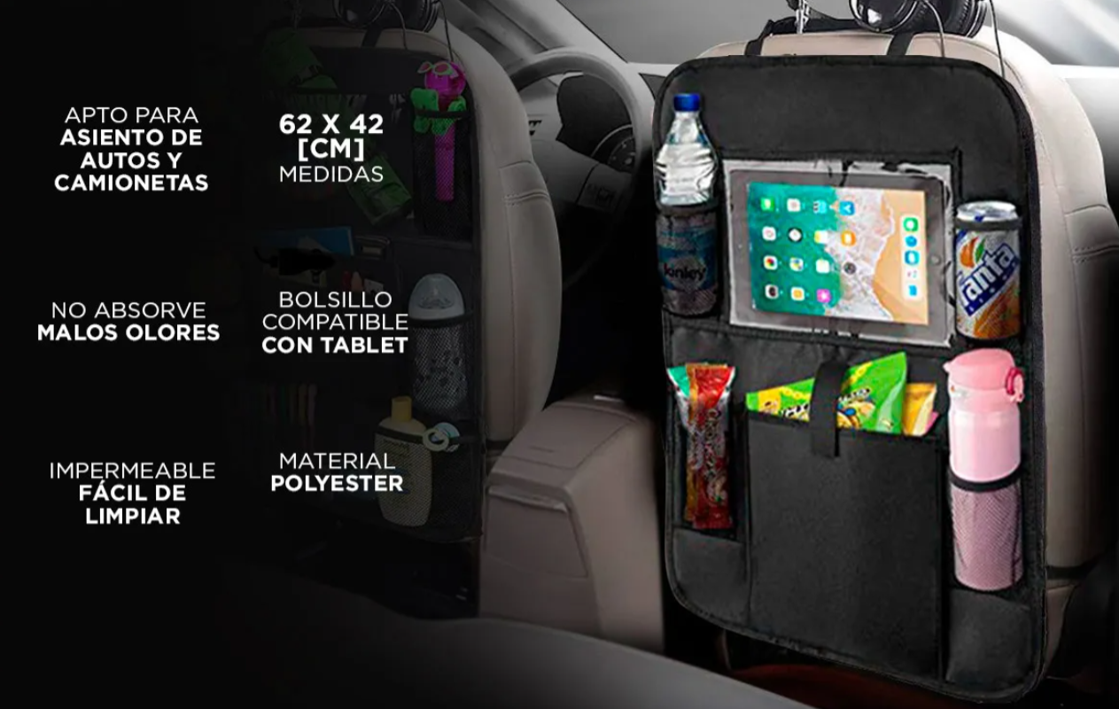 Foto 7 pulgar | Organizador Asiento Trasero Para Auto Tablet Celular Botella Color Negro