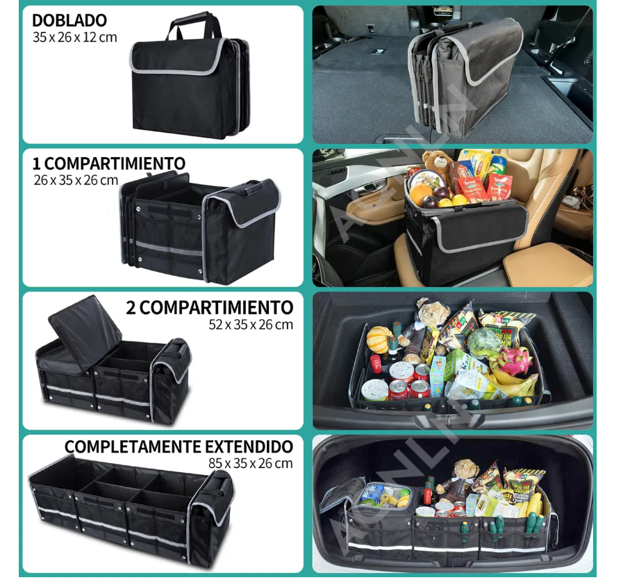 Foto 3 pulgar | Organizador De Maletero De Coche Plegable Con Bolsa Térmica