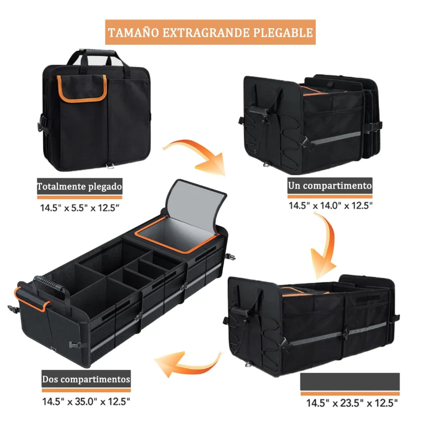 Foto 3 pulgar | Organizador Cajuela Para Auto Premium Plegable Y Bolsa Malla