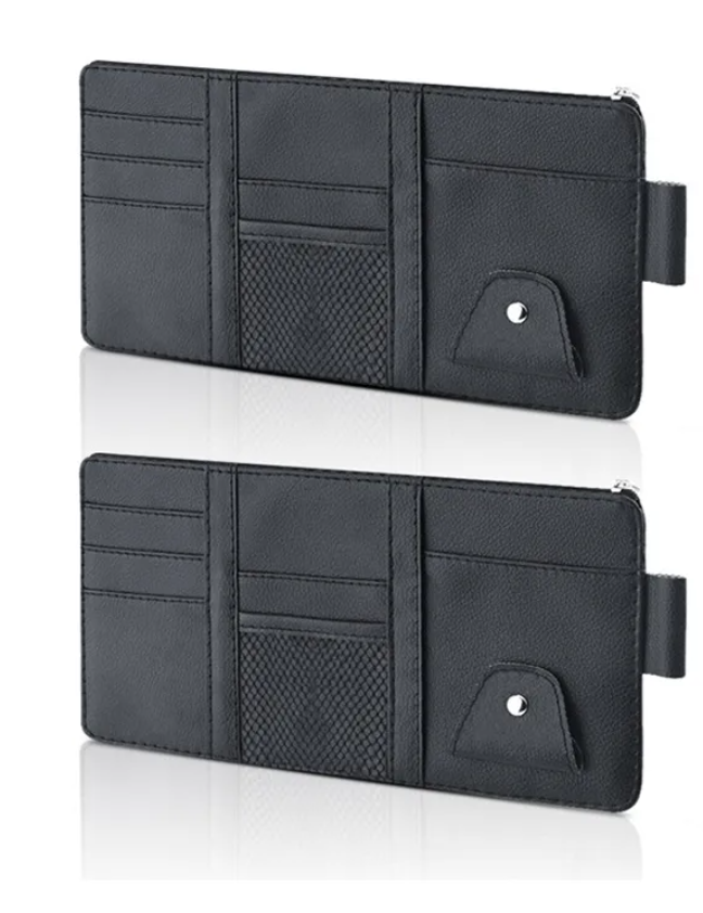 Foto 2 pulgar | 2pz Organizador De Visera Coche Bolsa Cuero Multiuso Tarjeta