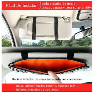 Foto 3 | 2pz Organizador De Visera Coche Bolsa Cuero Multiuso Tarjeta
