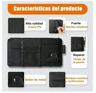 Foto 5 | 2pz Organizador De Visera Coche Bolsa Cuero Multiuso Tarjeta