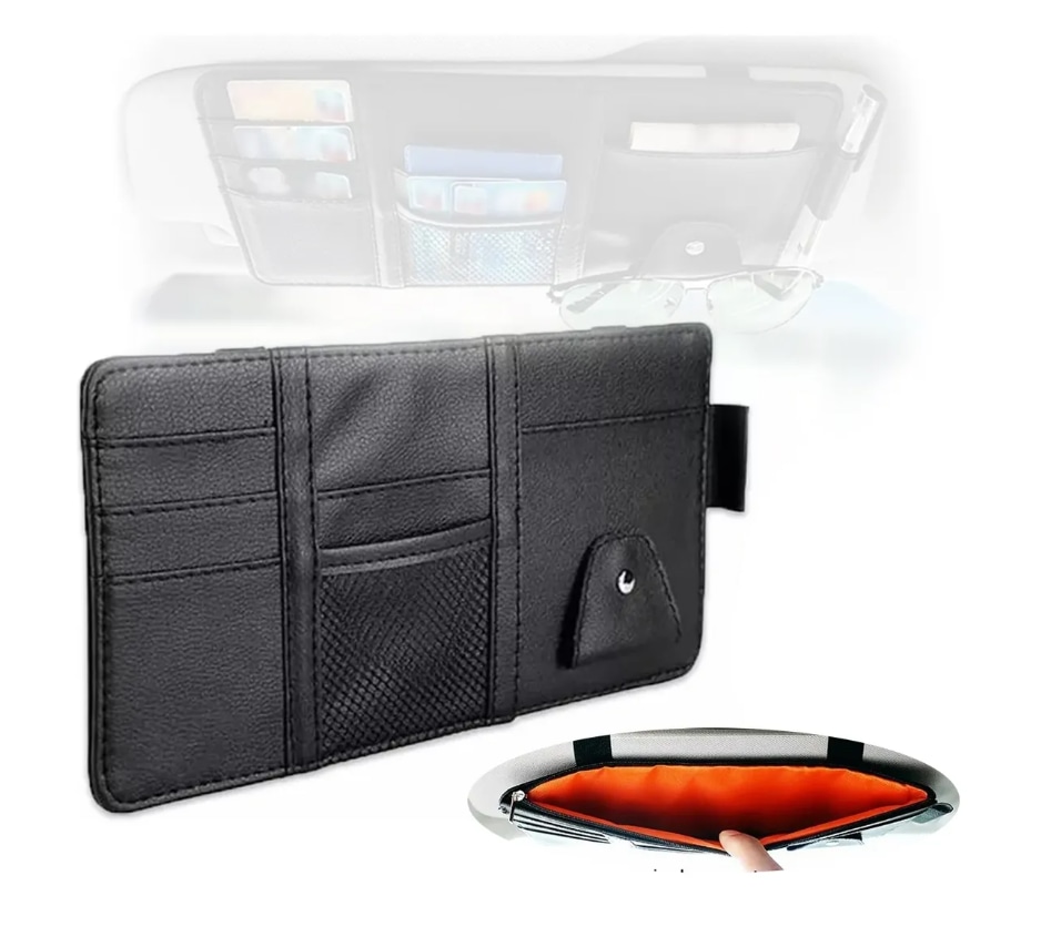 Organizador De Visera Coche Bolsa Cuero Multiusos De Tarjeta $469