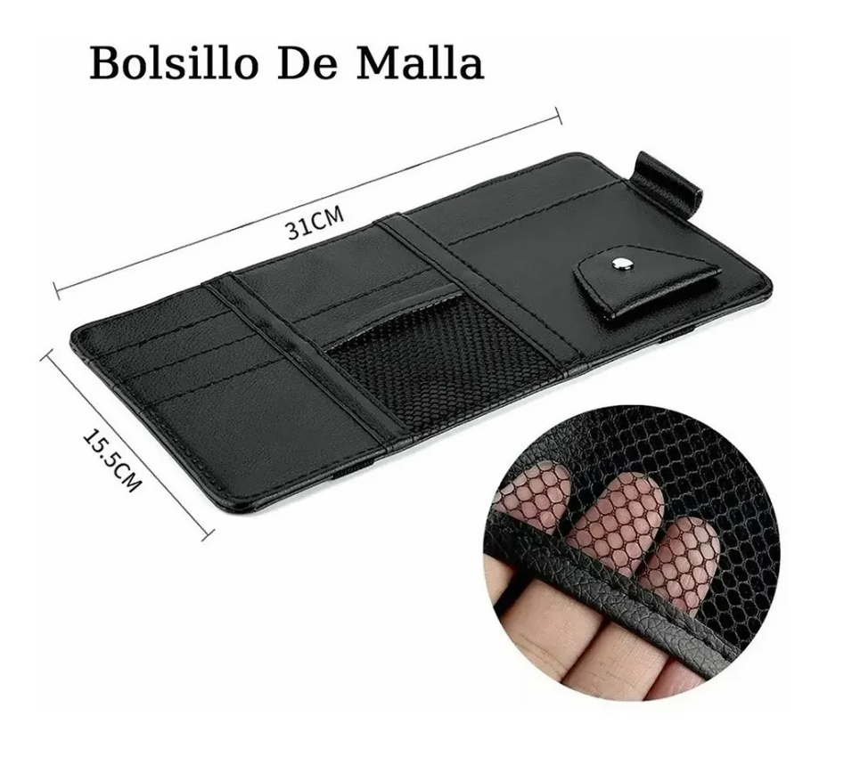 Foto 3 pulgar | Organizador De Visera Coche Bolsa Cuero Multiusos De Tarjeta