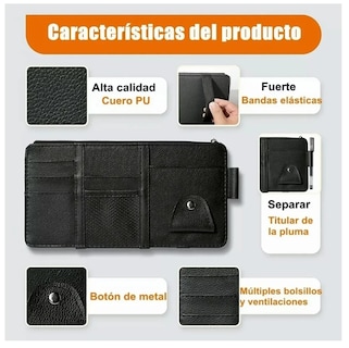 Foto 5 | Organizador De Visera Coche Bolsa Cuero Multiusos De Tarjeta
