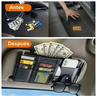 Foto 6 | Organizador De Visera Coche Bolsa Cuero Multiusos De Tarjeta