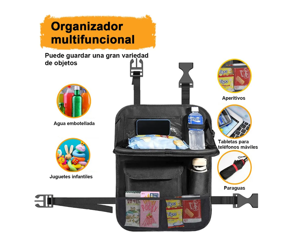 Foto 3 pulgar | Organizador Para Asiento Trasero Auto Coche Mesa Bolsa 2 Pzs