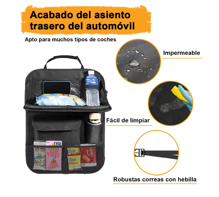Foto 4 pulgar | Organizador Para Asiento Trasero Auto Coche Mesa Bolsa 2 Pzs