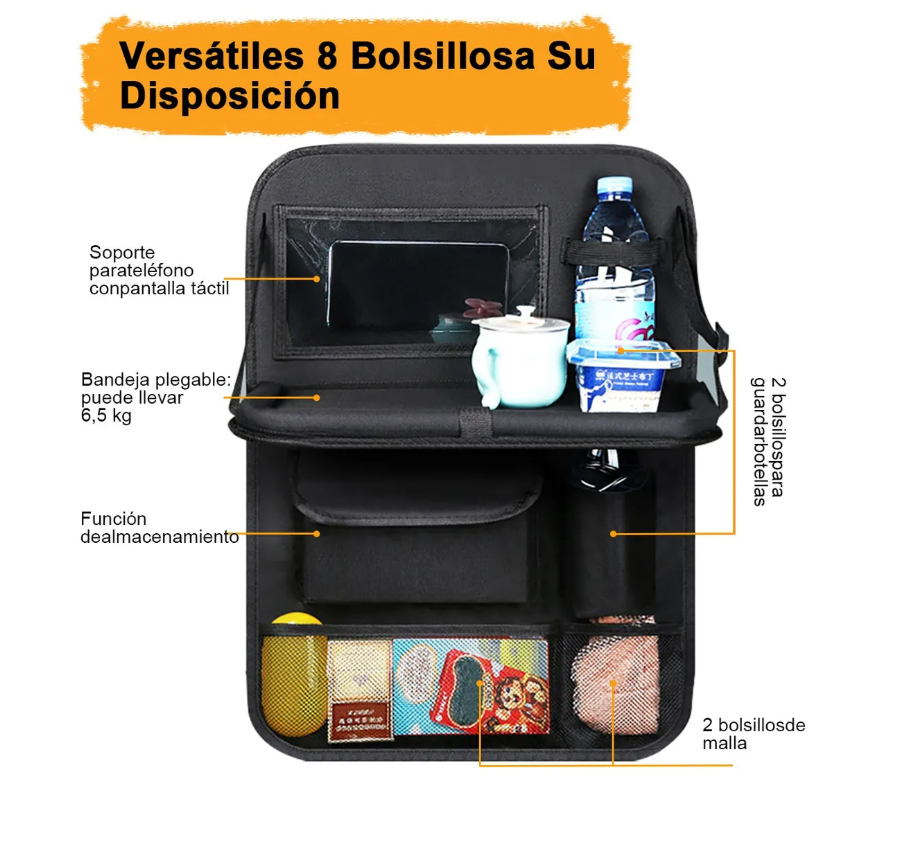 Foto 4 | Organizador Para Asiento Trasero Auto Coche Mesa Bolsa 2 Pzs
