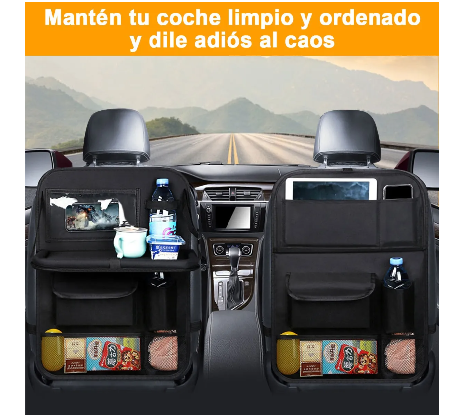 Foto 6 pulgar | Organizador Para Asiento Trasero Auto Coche Mesa Bolsa 2 Pzs