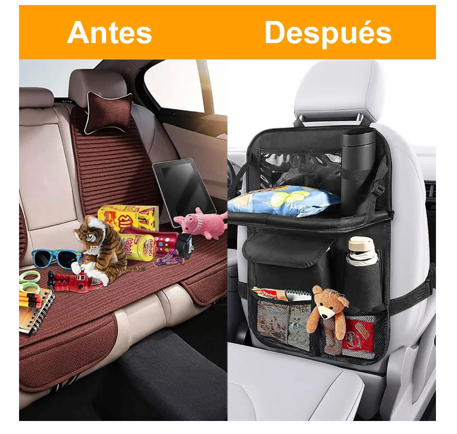 Foto 7 pulgar | Organizador Para Asiento Trasero Auto Coche Mesa Bolsa 2 Pzs