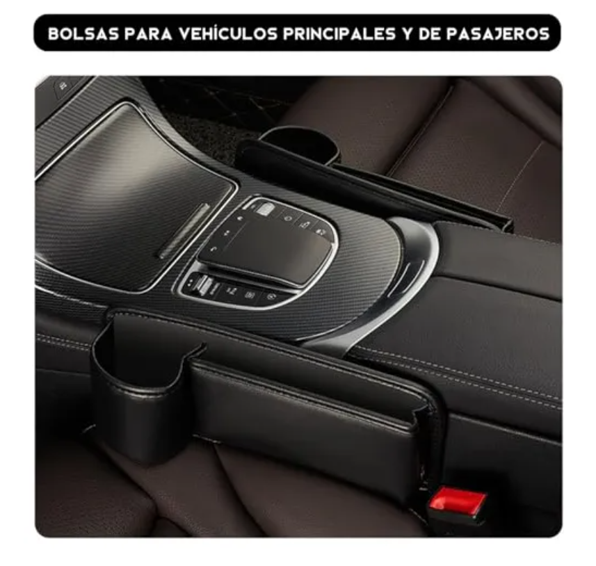 Foto 5 pulgar | Bolsa De Espacio Para Vasos De Cuero Para Asiento De Coche