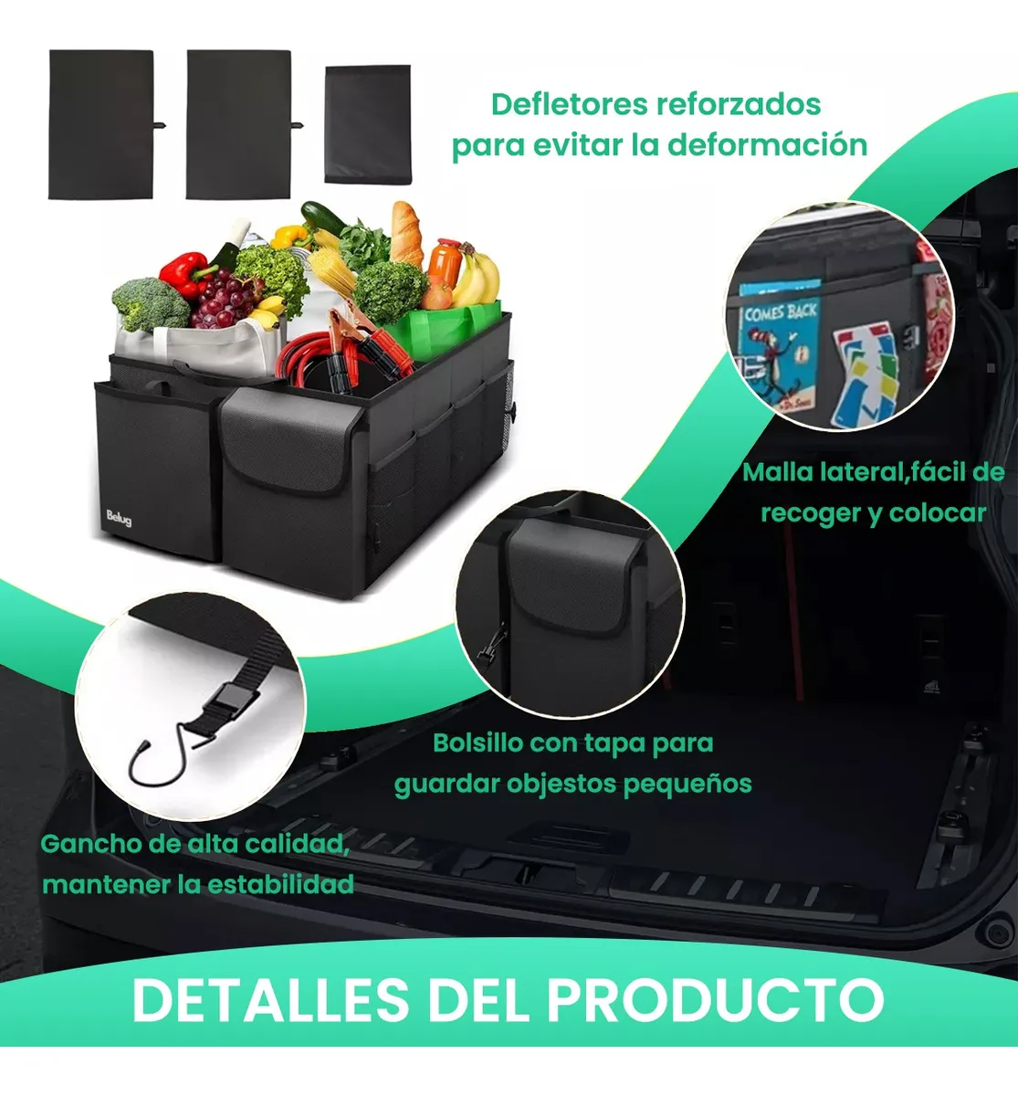Foto 5 pulgar | Organizador Belug Cajuela Para Auto Accesorios Camionetas Plegable Negro