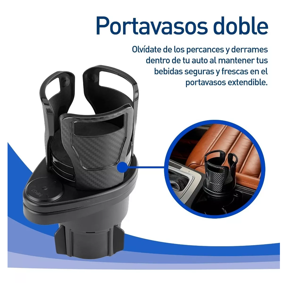 Foto 3 pulgar | Organizador Portavasos Automóvil Bebidas Universal Ajustable  Eo Safe Imports Esi-12313 Negro