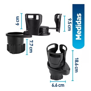 Foto 3 | Organizador Portavasos Automóvil Bebidas Universal Ajustable Eo Safe Imports Esi-12313 Negro