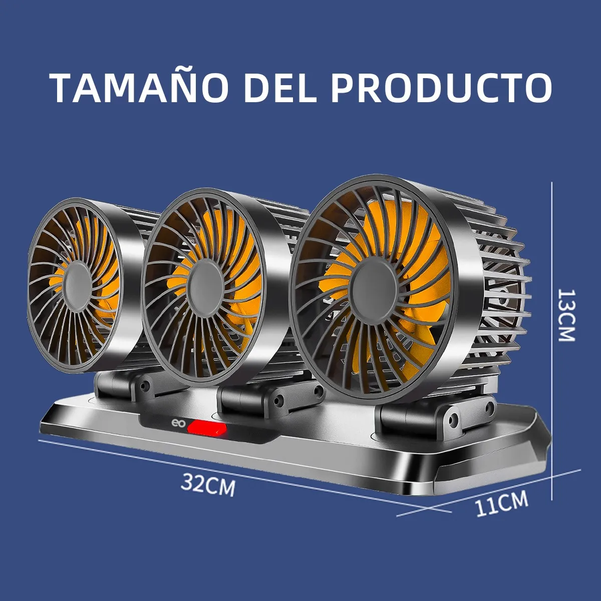 Foto 3 pulgar | Ventilador Para Auto De 3 Cabezas Ajustables Portátil  24v Eo Safe Imports Esi-19981 Gris