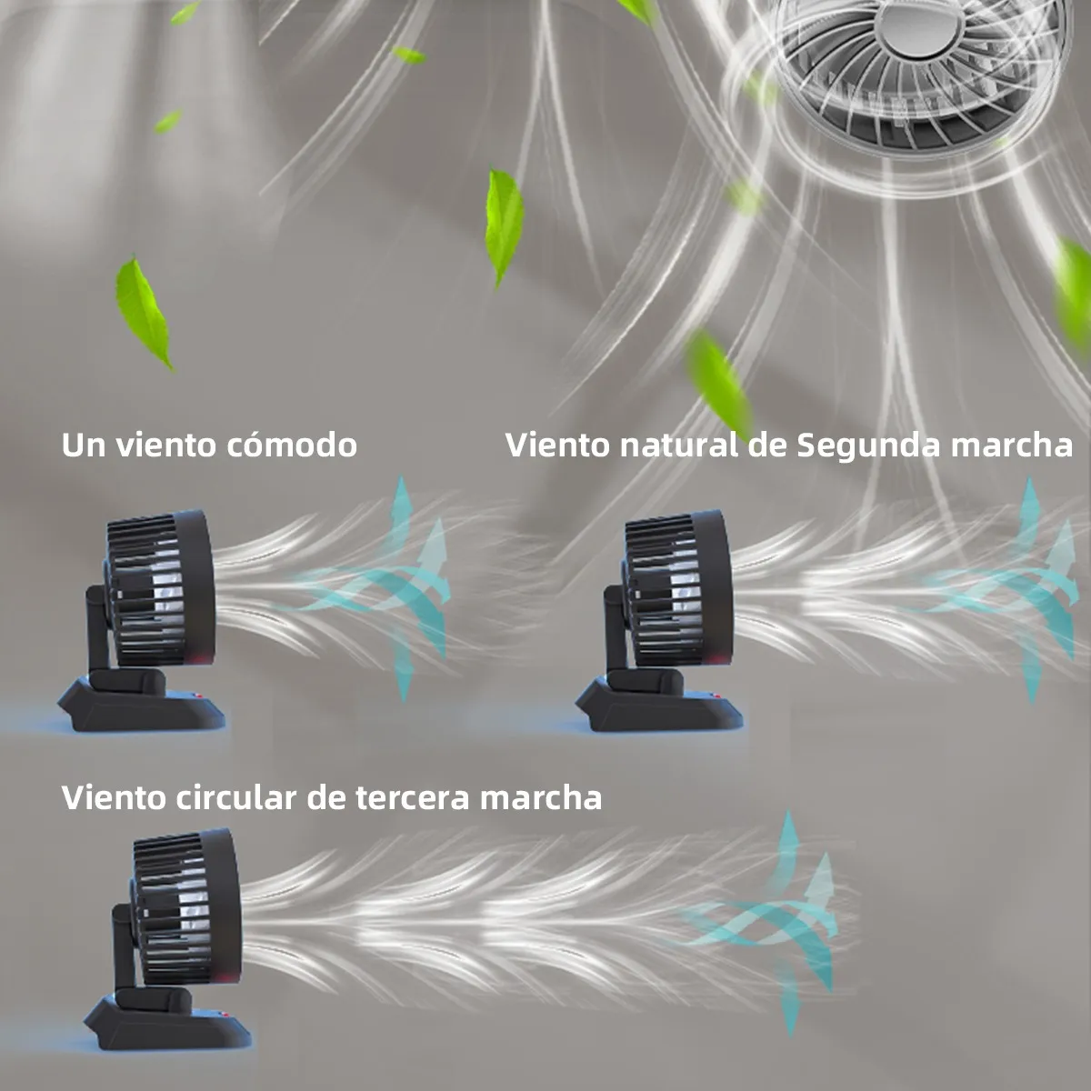 Foto 2 | Ventilador Para Auto De 3 Cabezas Ajustables Portátil  5v Usb Eo Safe Imports Esi-19982 Gris