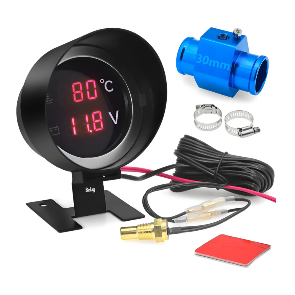 Foto 3 pulgar | 2en1 Medidor Temperatura Auto Digital Voltímetro Con Sensor Belug  Negro