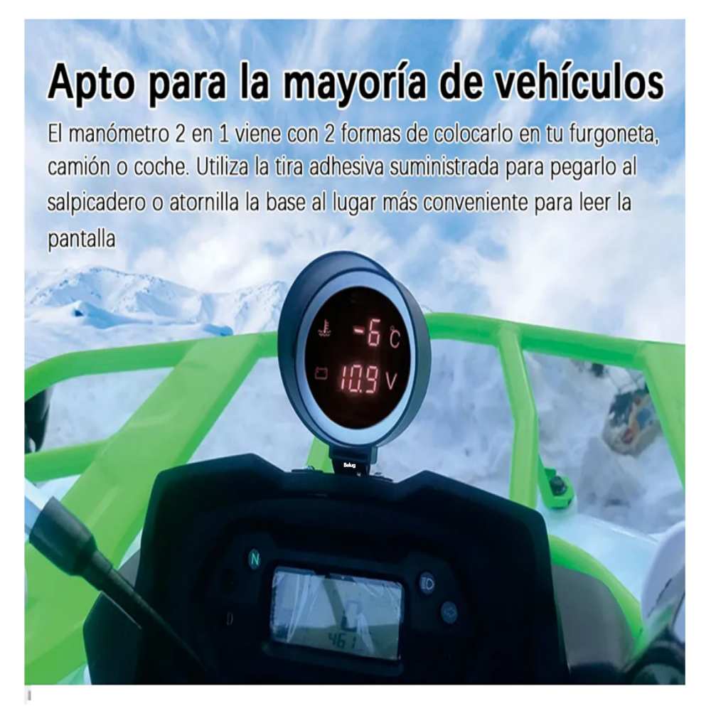 Foto 5 pulgar | 2en1 Medidor Temperatura Auto Digital Voltímetro Con Sensor Belug  Negro