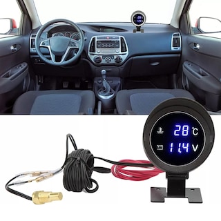 Foto 2 | Voltímetro Medidor De Temperatura De Agua De Auto 2 En 1 Eo Safe Imports Esi-12312 Negro