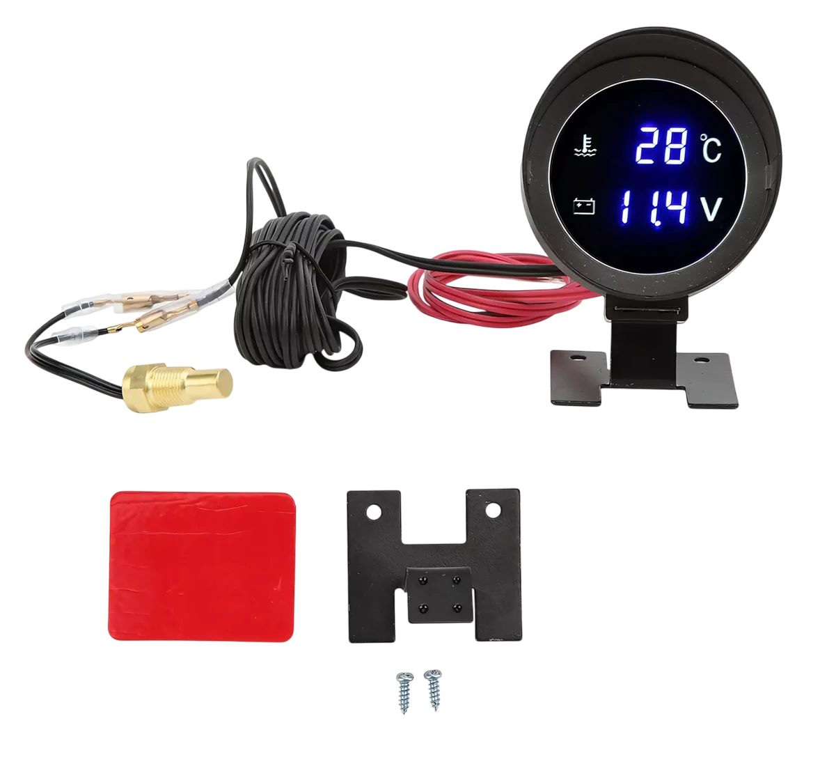 Foto 2 pulgar | Voltímetro Medidor De Temperatura Del Agua Del Coche 12v/24v Negro