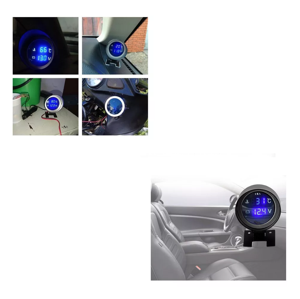 Foto 3 pulgar | Voltímetro Medidor De Temperatura Del Agua Del Coche 12v/24v Negro