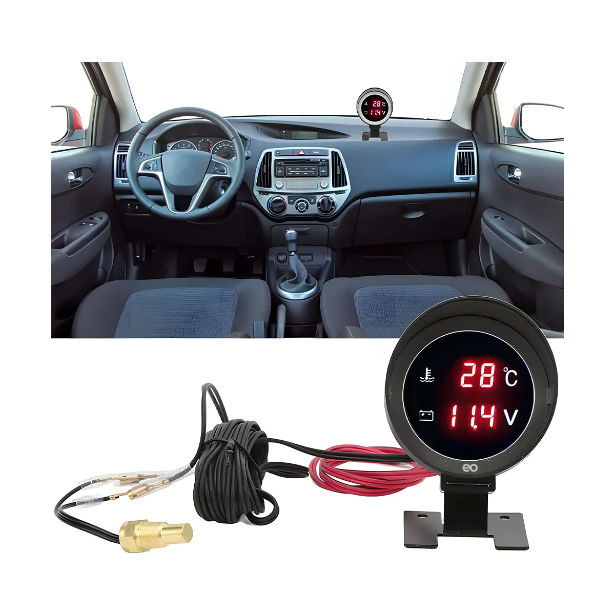 Foto 4 pulgar | Voltímetro Digital(sensor),medidor De Temperatura Automático Eo Safe Imports Esi-19978 Multicolor