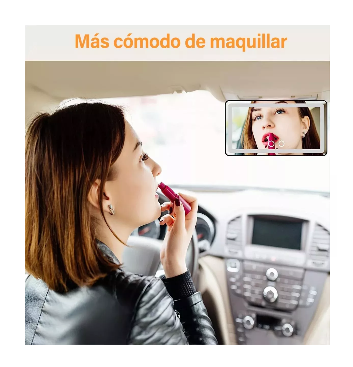 Foto 4 pulgar | Espejo De Maquillaje De Visera De Coche Con Luz Recargable Blanco