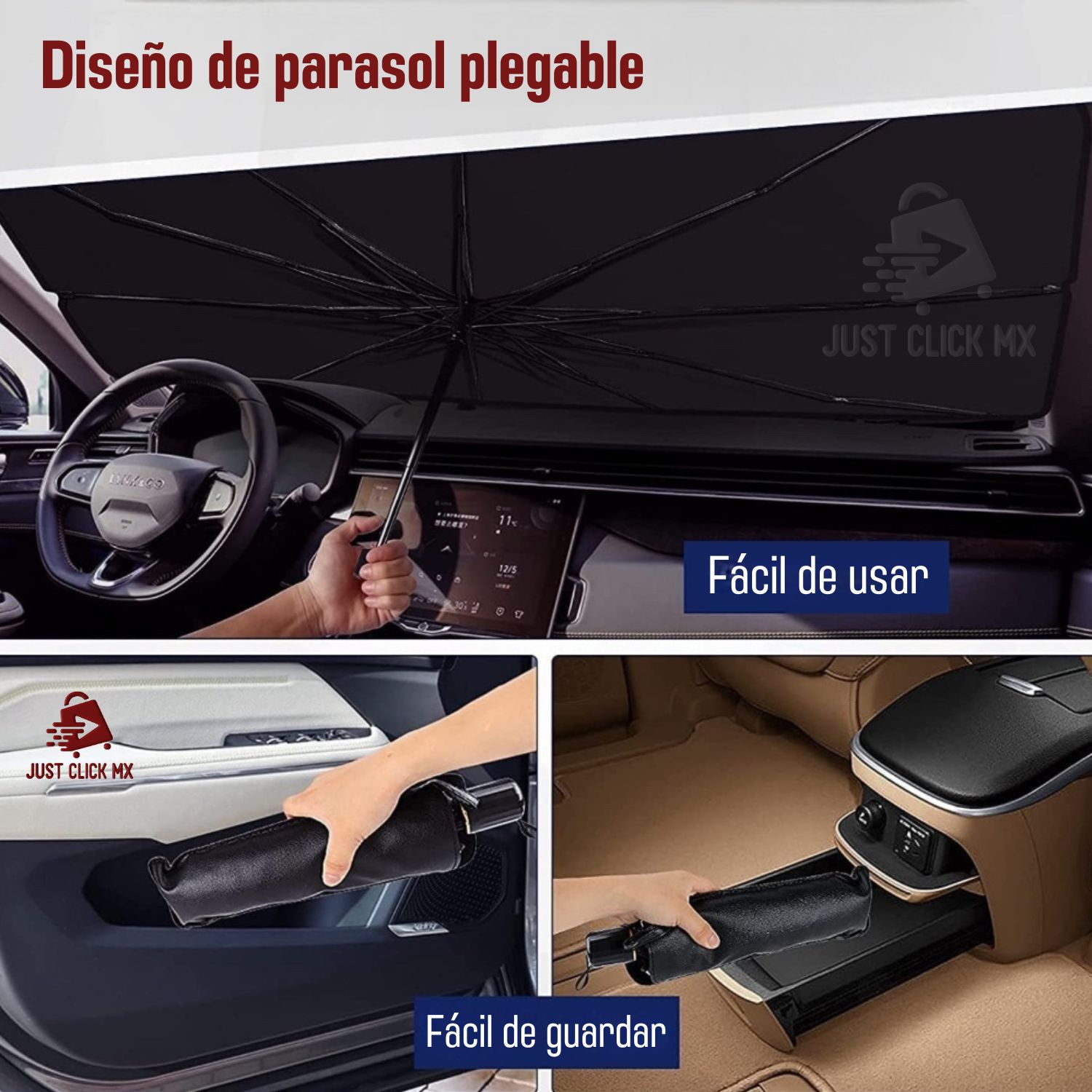 Foto 5 pulgar | Parasol Compacto Para Auto Tipo Paraguas Grande