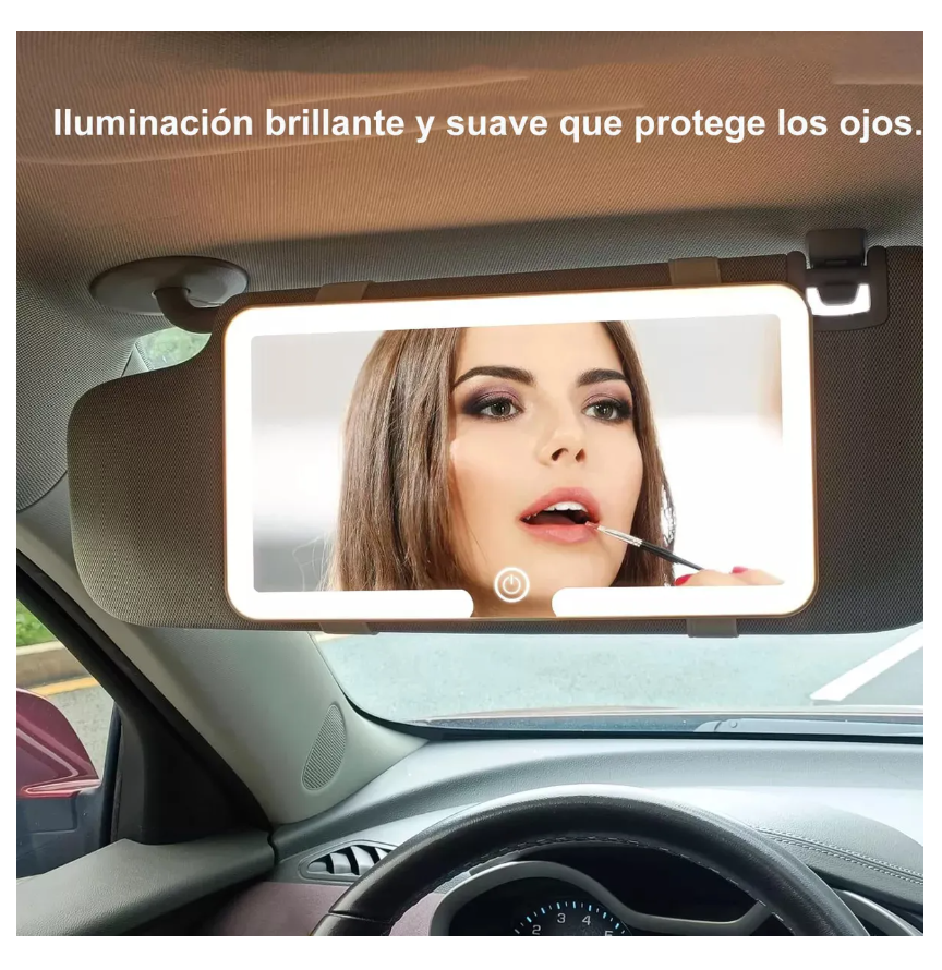 Foto 3 pulgar | Espejo Visera Coche Maquillaje Led 3 Modos Recargable