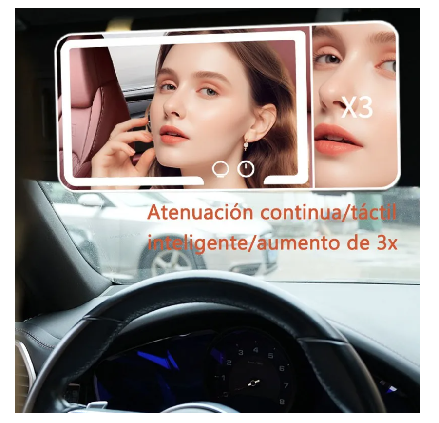 Foto 4 pulgar | Espejo De Maquillaje De Visera De Coche Con 3 Modos Luz Led