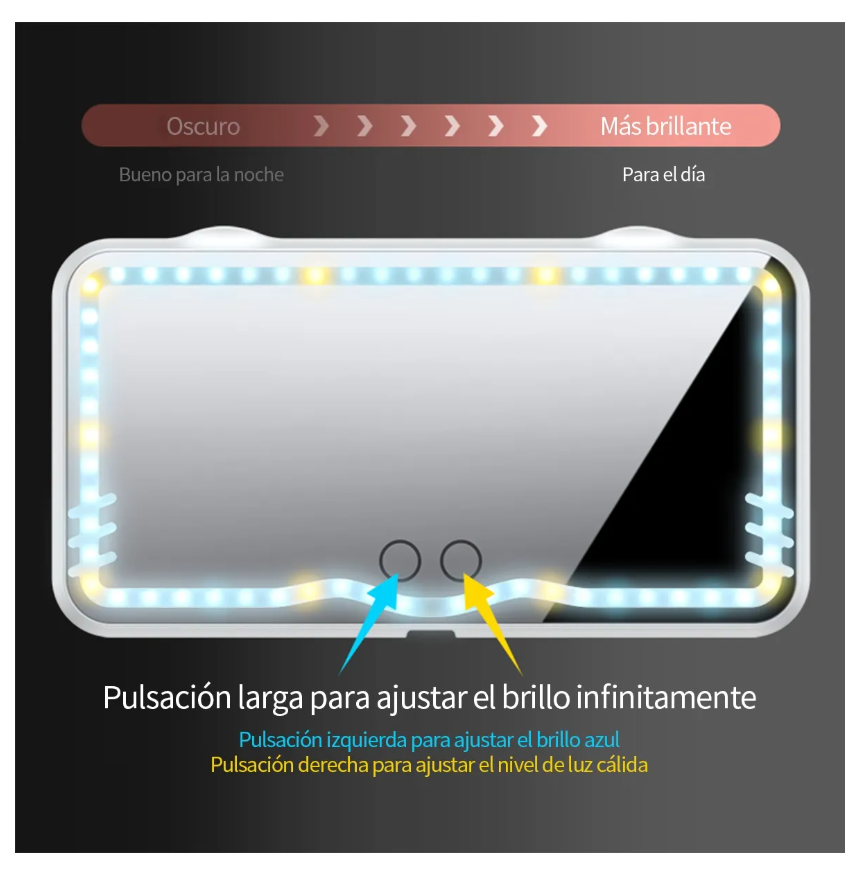 Foto 4 | Espejo De Maquillaje Parasole Para Coche Con 3 Modos Luz Led