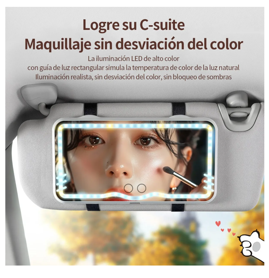 Foto 6 pulgar | Espejo De Maquillaje Parasole Para Coche Con 3 Modos Luz Led
