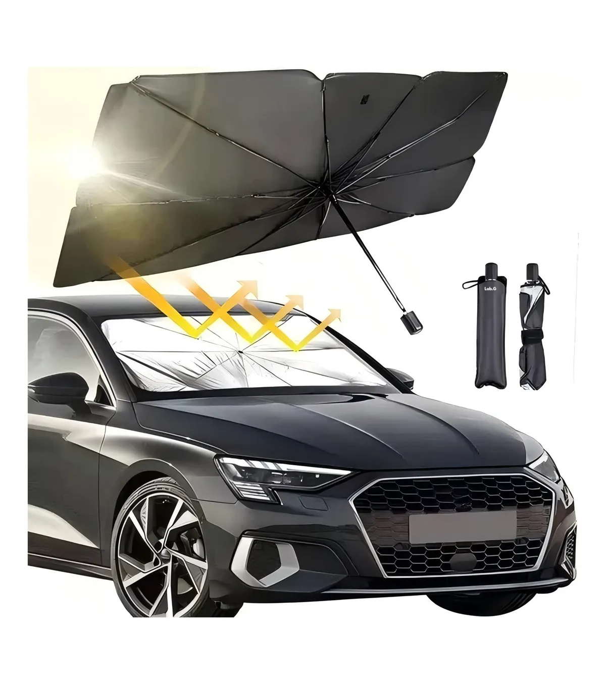 Foto 3 pulgar | Coche Parasol Parabrisas Retráctil Protección Cubre Para Sol Lab.g Negro