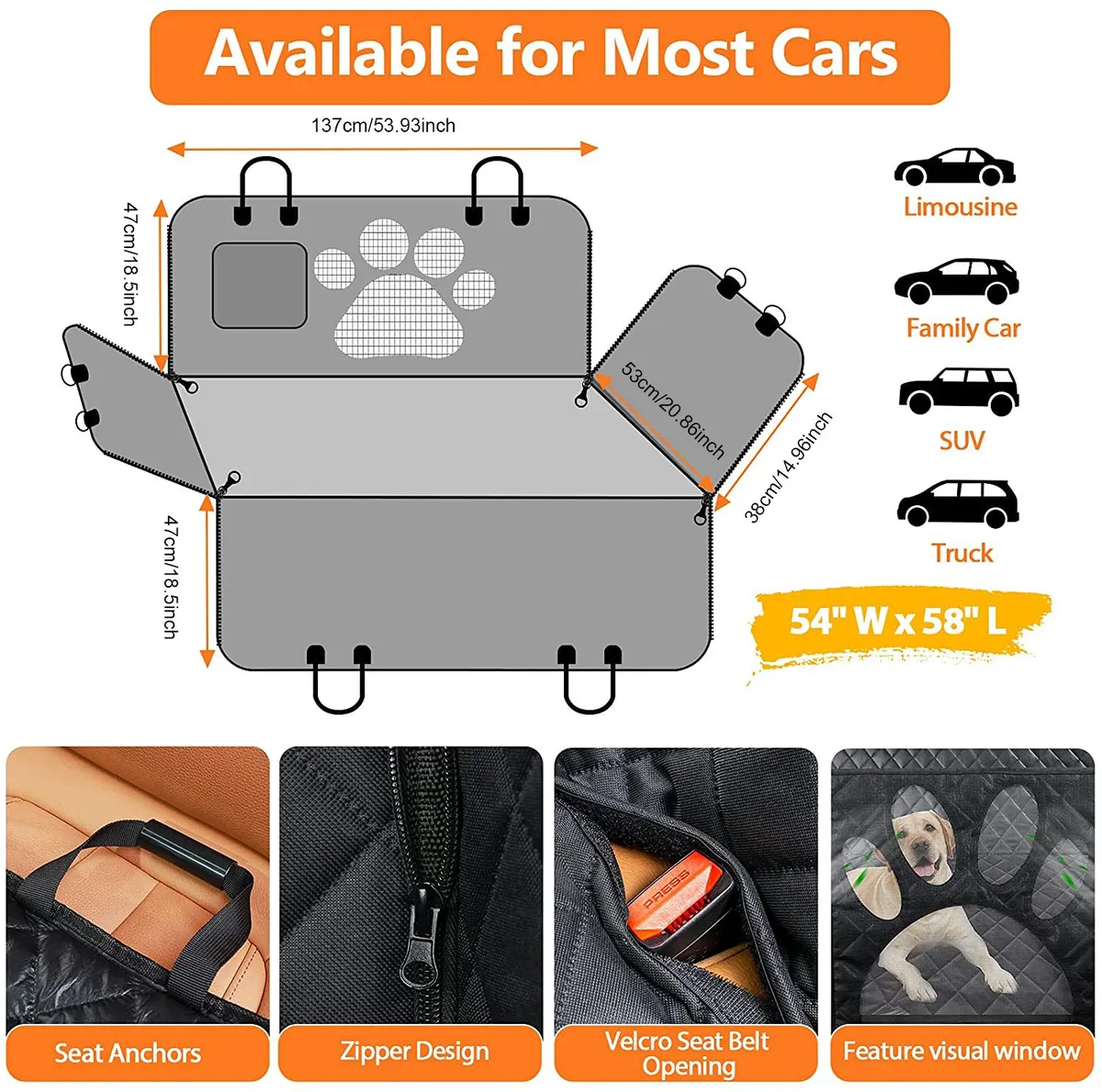 Foto 4 pulgar | Funda Impermeable Malubero Cubre Asiento para Mascotas Perro de Auto color Gris