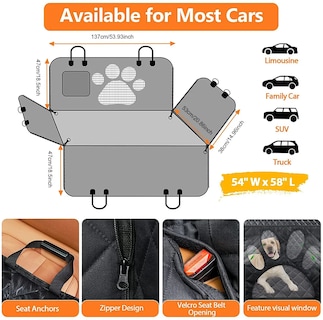 Foto 3 | Funda Impermeable Malubero Cubre Asiento para Mascotas Perro de Auto color Gris