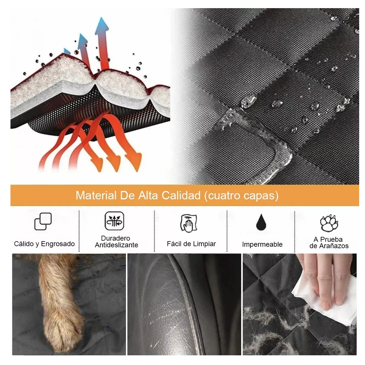 Foto 5 | Funda Impermeable Cubre Asiento color Negro Belug Para Mascotas De Auto