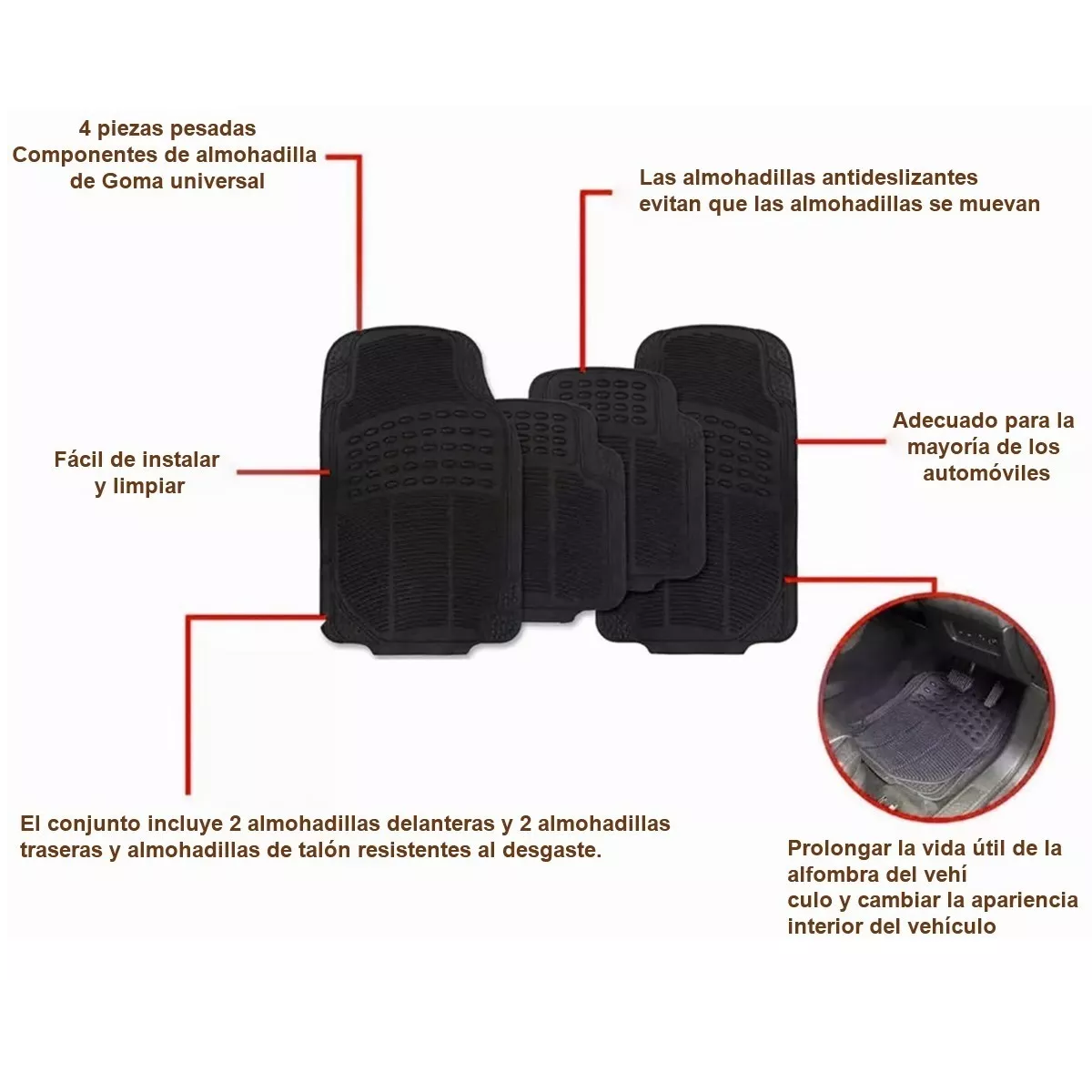 Foto 3 pulgar | Juego de Tapetes Eo Safe Imports Esi4813 para Auto color Negro 4 Piezas