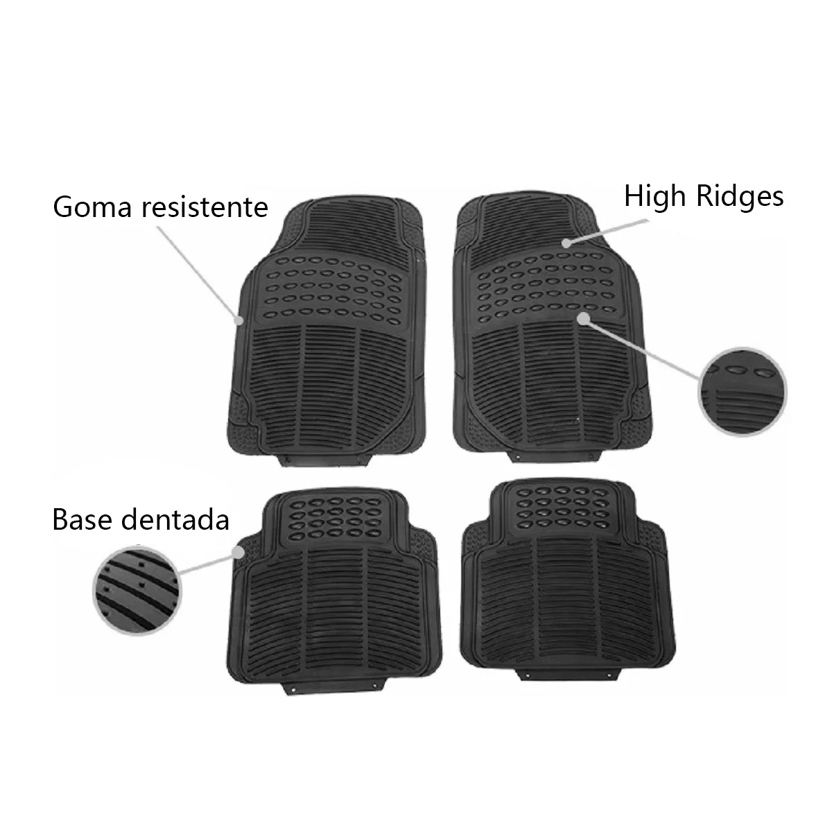 Foto 4 pulgar | Kit Tapete Reforzado Universal De Goma Para Automóvil 4 Pzs Eo Safe Imports Esi-6243 color Negro