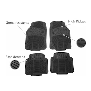 Foto 3 | Kit Tapete Reforzado Universal De Goma Para Automóvil 4 Pzs Eo Safe Imports Esi-6243 color Negro