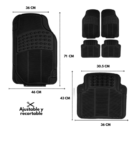 Foto 3 pulgar | Tapete Xtellar Para Auto Universal Uso Rudo Juego De 4 Piezas Modelo Negro