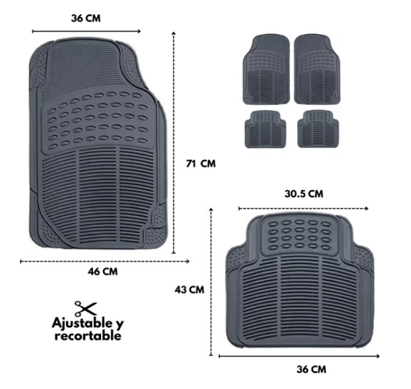 Foto 4 pulgar | Tapete Xtellar Para Auto Universal Uso Rudo Juego De 4 Piezas Modelo Gris
